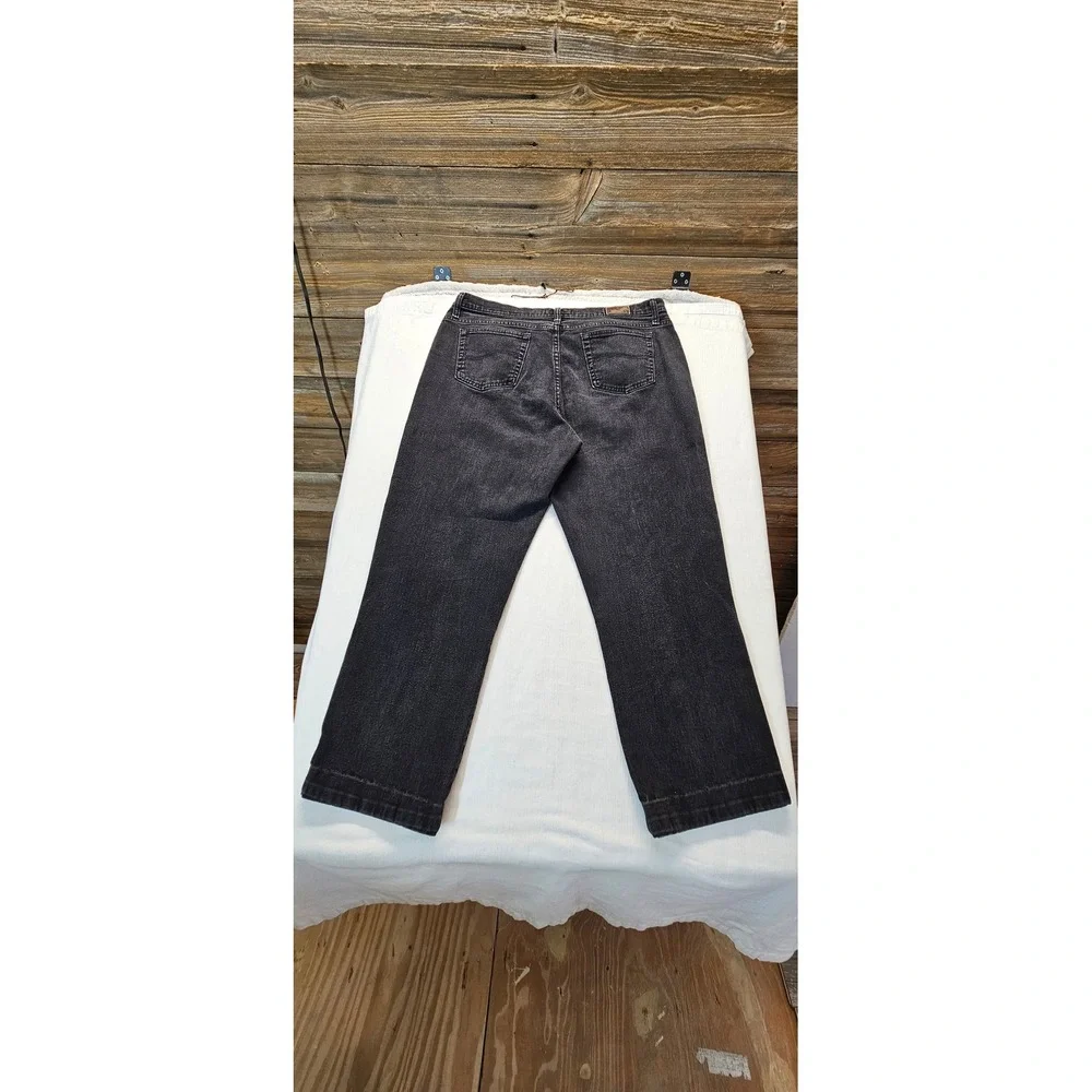 Lee Relaxed Straight Leg Jeans Womens 16 Long Black Faded Denim 3051802